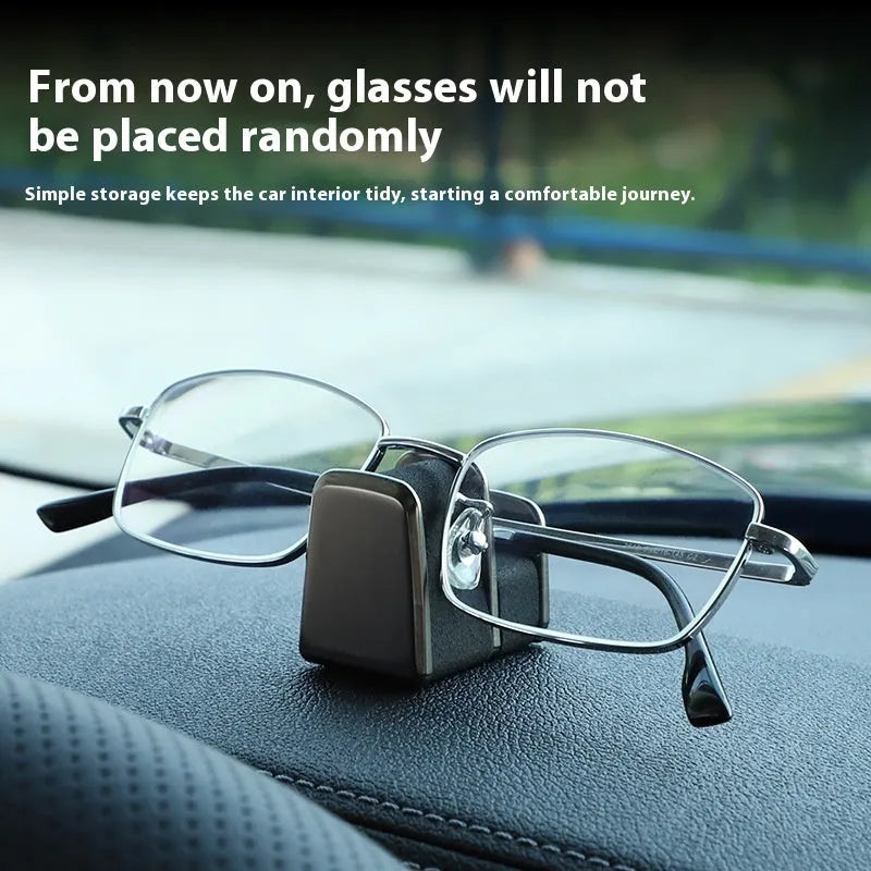 Zinc alloy car dashboard glasses clip with leather nose pad in black, grey, green or red