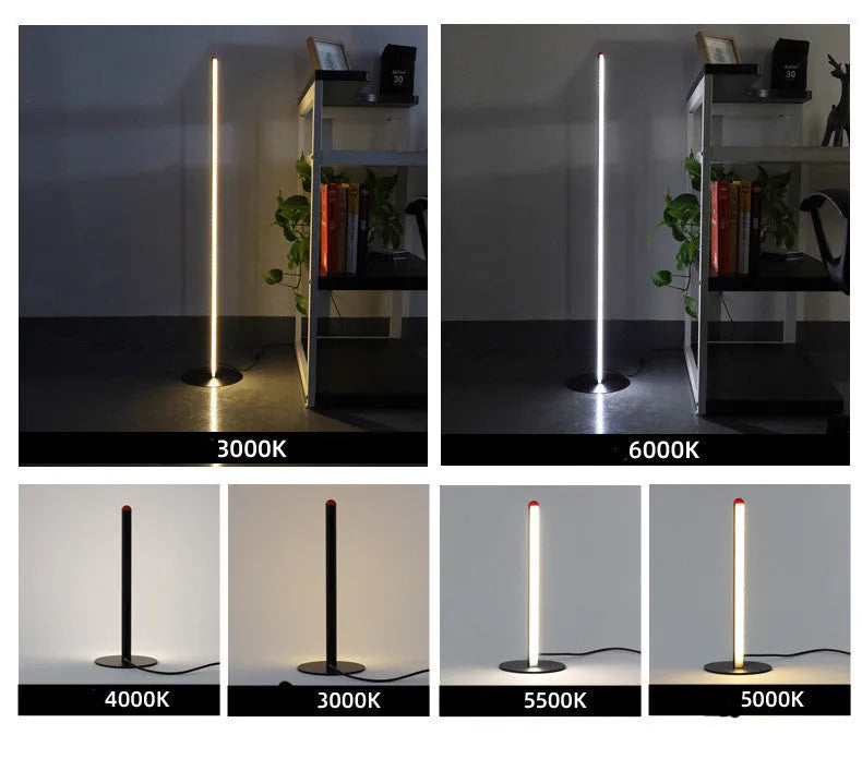 Vertical aluminum alloy floor lamp with modern design in three size options for home lighting