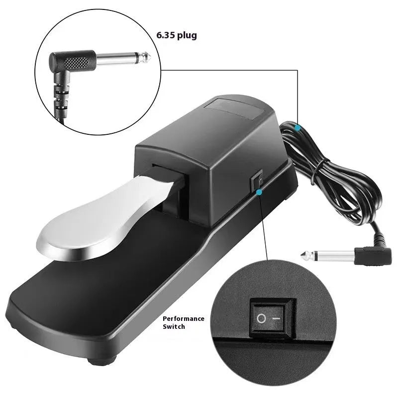 Universal electronic keyboard sustain pedal with single-leg design