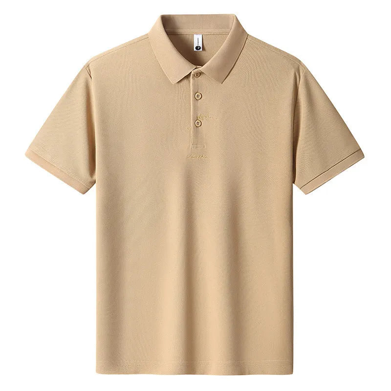 Men's loose fit cotton casual T-shirt in various colours on a size chart background.