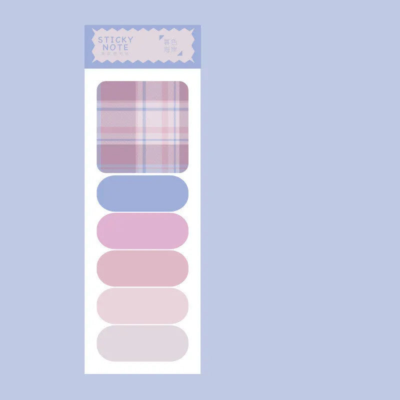 Colourful memo pad with 120 sticky notes in six plaid designs measuring 67mm by 200mm