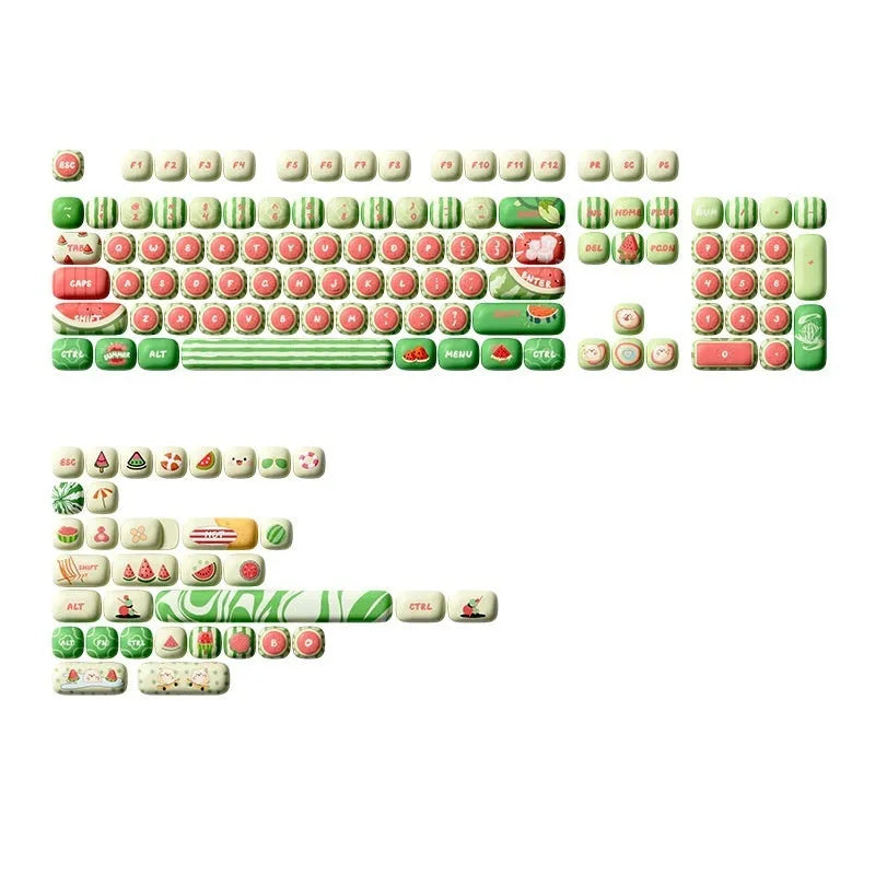 Watermelon theme sublimation printed PBT mechanical keyboard key caps with mushroom type design