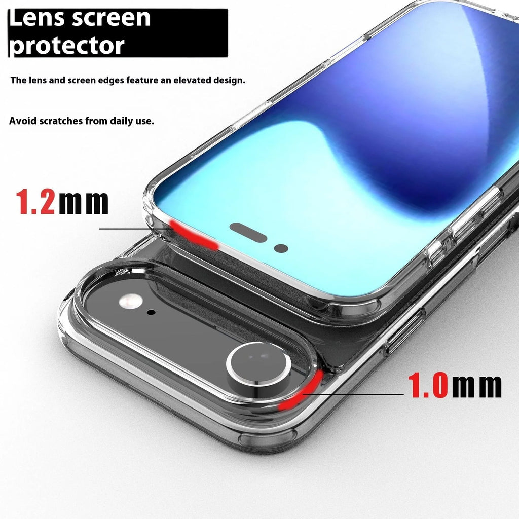 Transparent magnetic phone case for iPhone 17 series showing clear TPU construction with magnetic ring