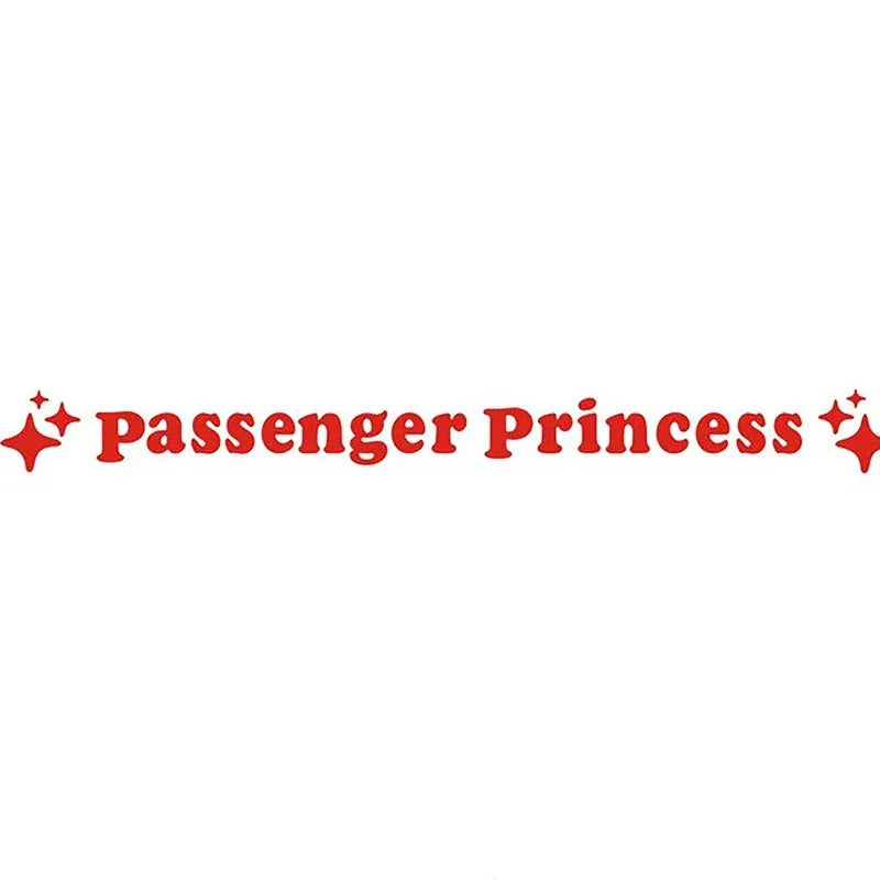 Passenger princess decorative vinyl sticker for car rearview mirror, 12.5 cm, shown in reflective red.