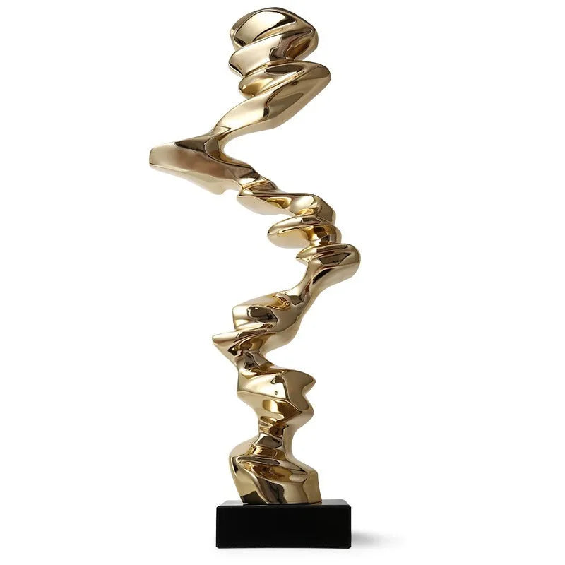Modern abstract resin sculpture decoration in Ran Ran Rose gold, silver, or blue.