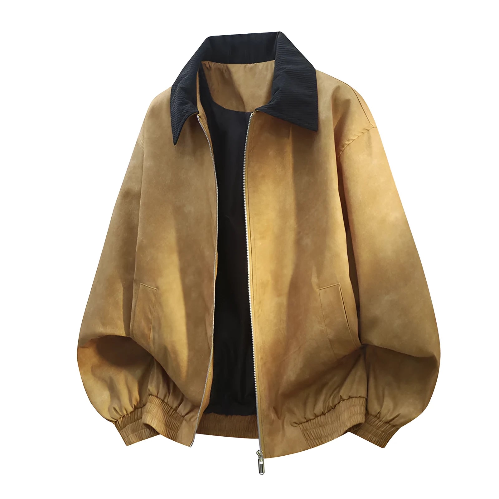 Men's stitching lapel casual jacket coat in Lycra fabric with side seam pockets