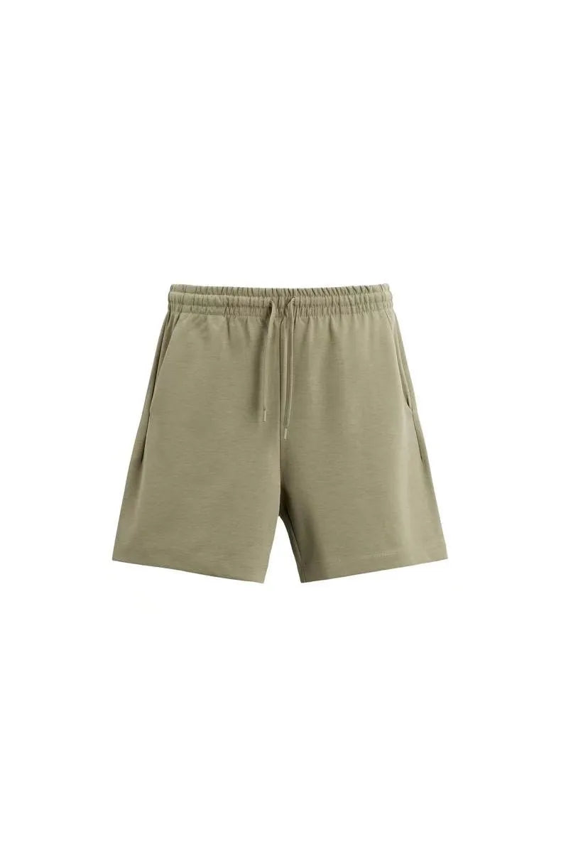 Short sleeve top and matching shorts set with double-sided cloth texture in urban style