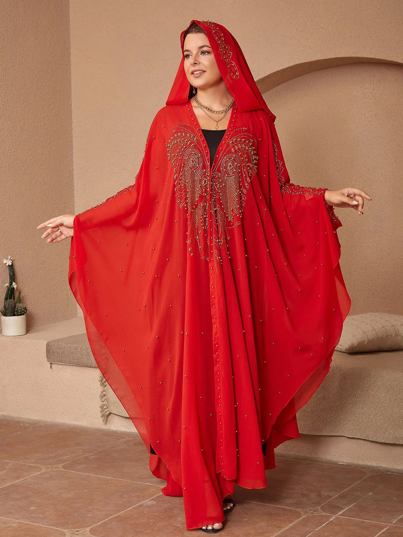 Muslim style chiffon shawl with rhinestone beading in purple colour