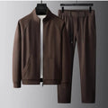 Men's stand collar casual sports suit in slim fit with matching trousers