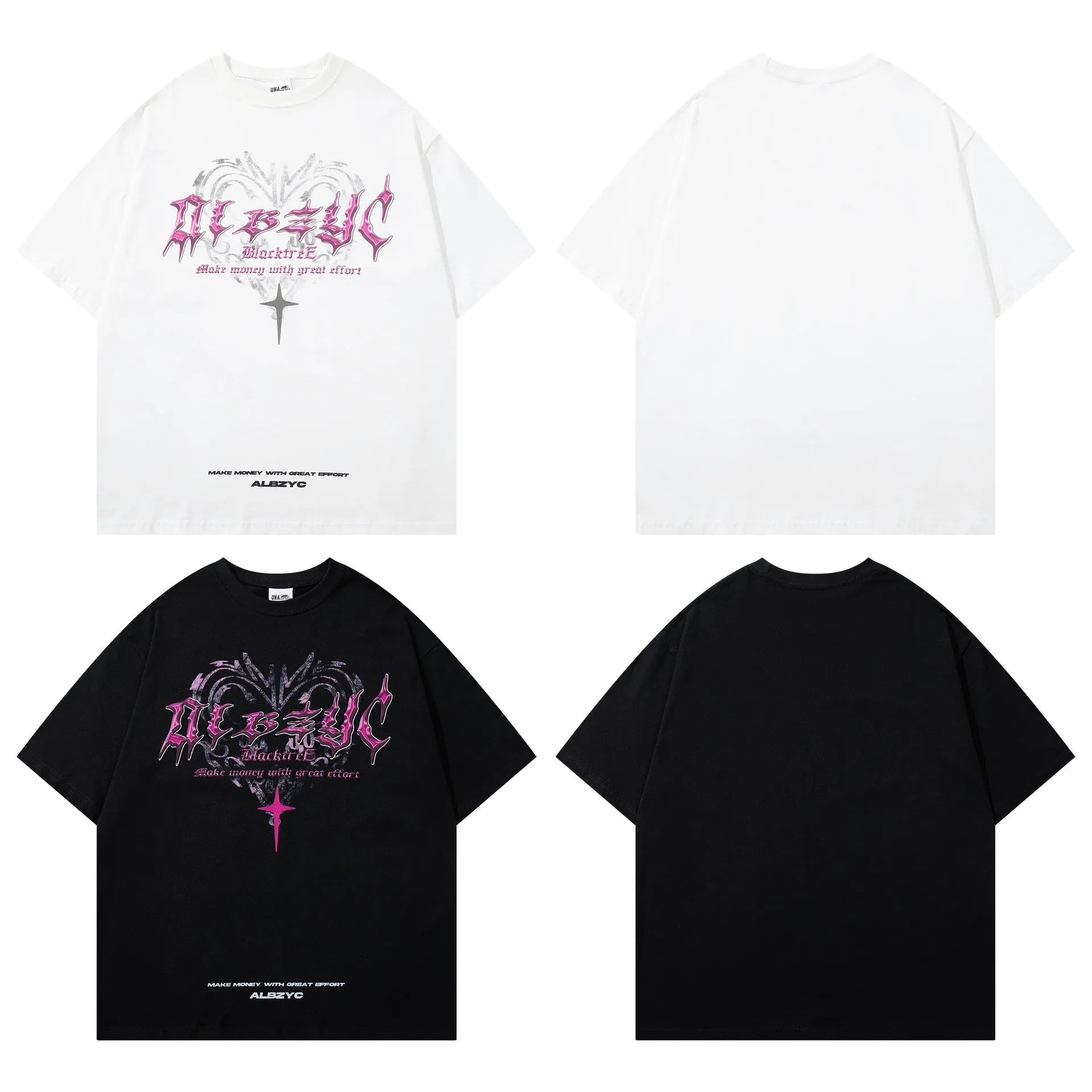 Men's printed cotton t-shirt in black with fashion design and loose fit silhouette