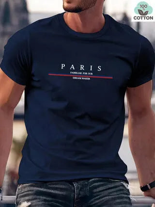 Men's heavy pure cotton short-sleeved t-shirt with letter print in loose fit, shown in apricot colour