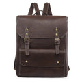 Korean style retro backpack in soft PU material shown in a dark brown colour.
