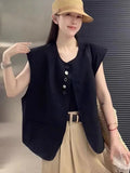 Women's loose-fit polyester vest in milky white, featuring pockets and a short 40cm length.