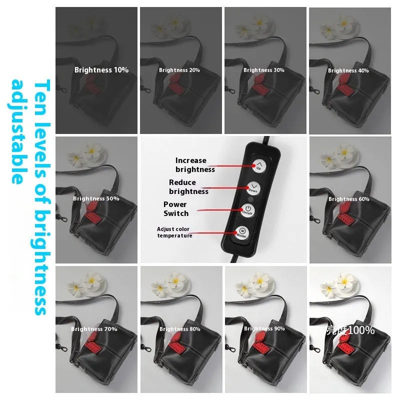 50cm studio light box with USB-powered three-colour LED lighting for product photography