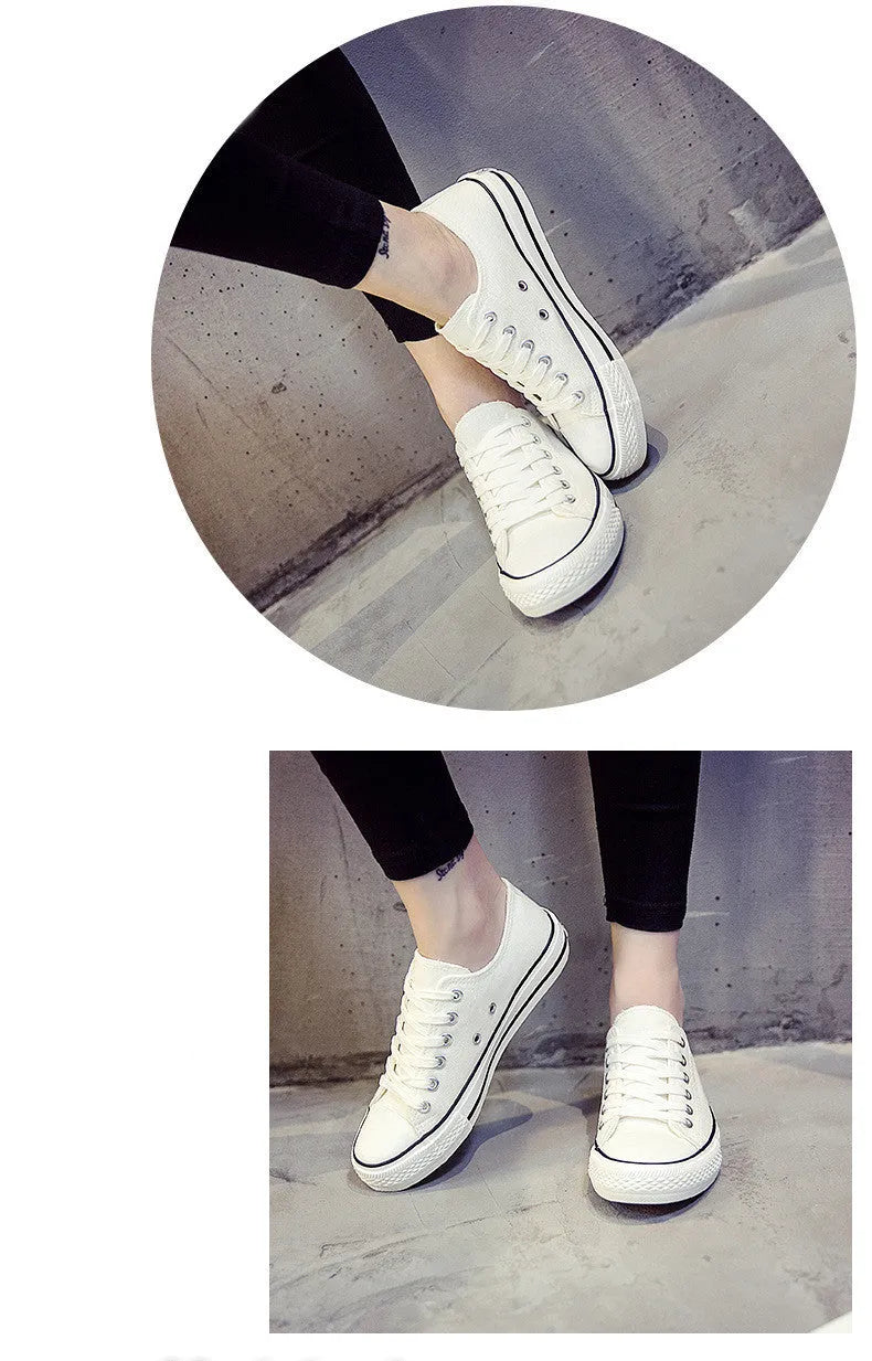 Women's solid colour casual canvas shoe on a white background.