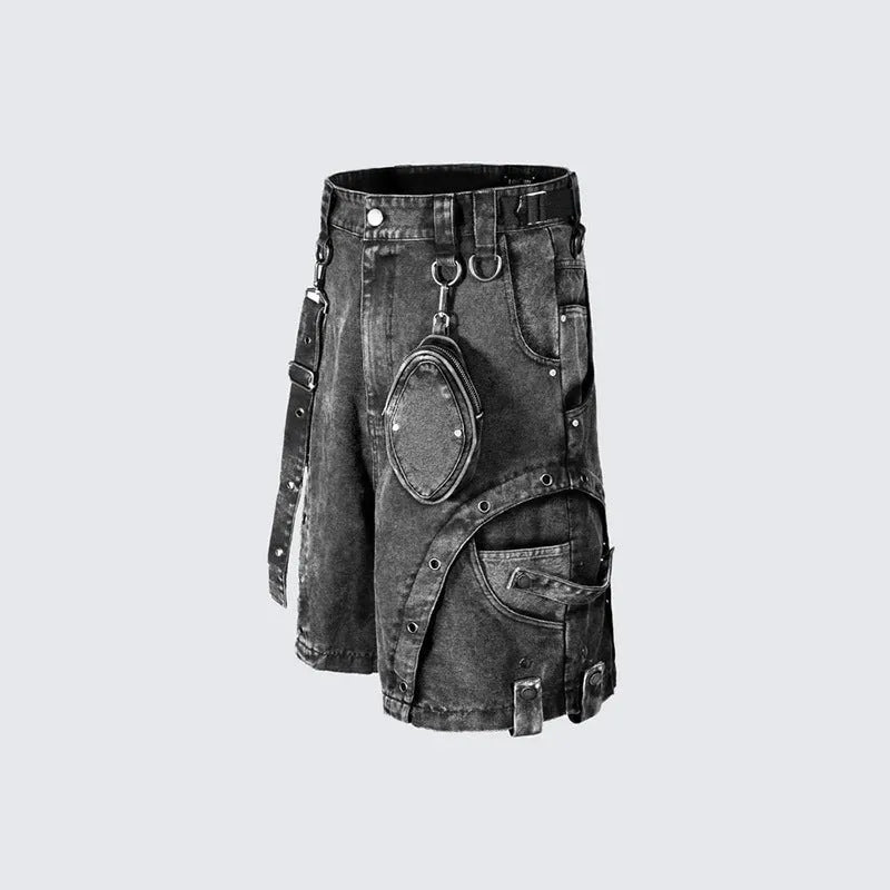 Women's retro style high waist loose fit denim shorts in street style design