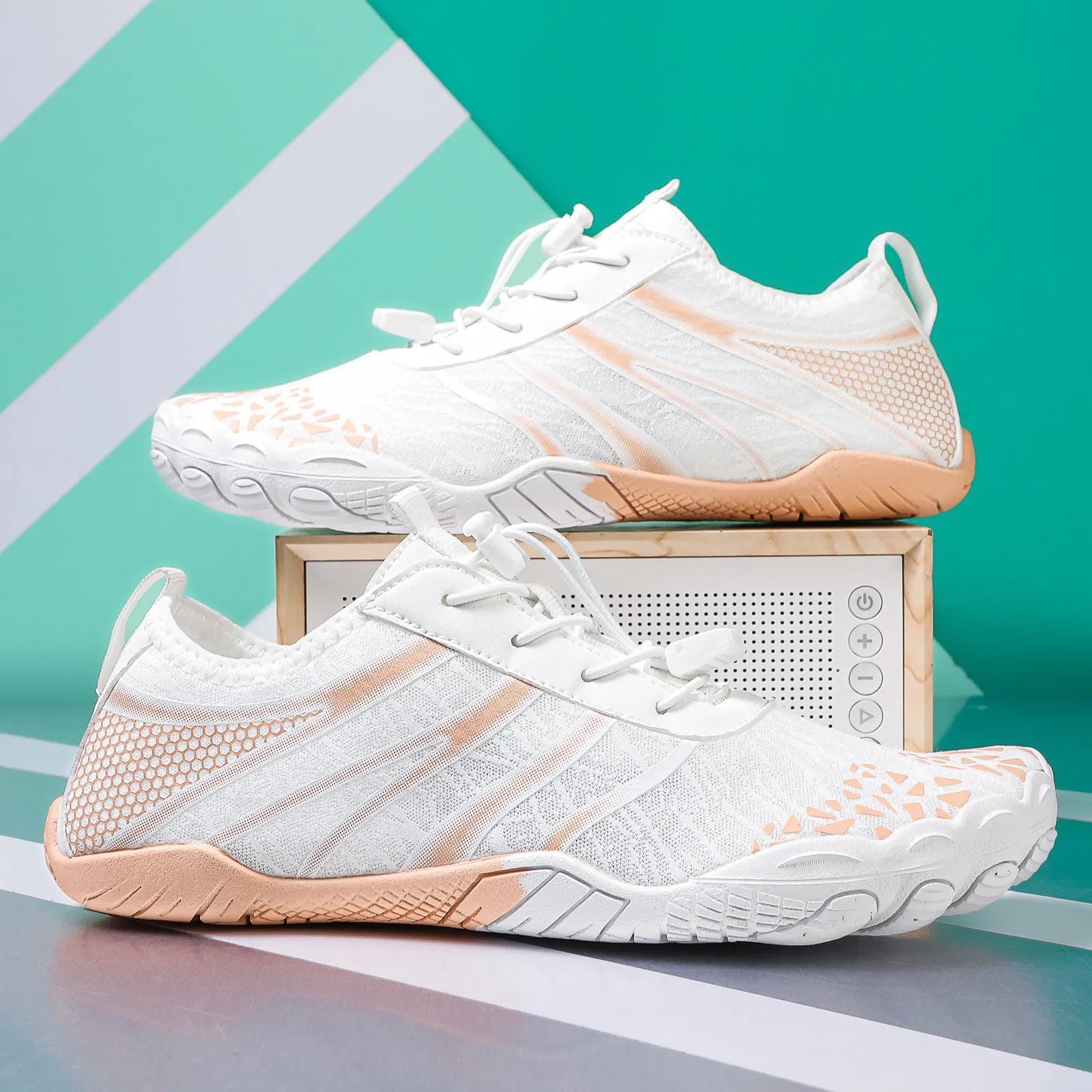 Casual beach running shoes in Lycra stretch fabric available in multiple colours and sizes