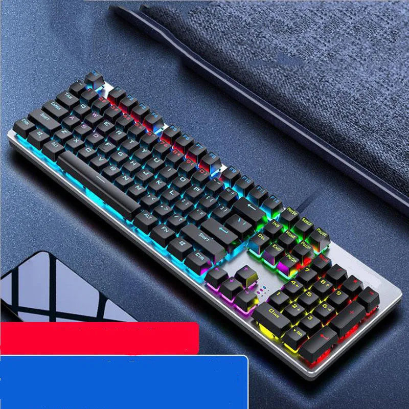AOC GK410 mechanical keyboard with metal frame and USB cable on desk