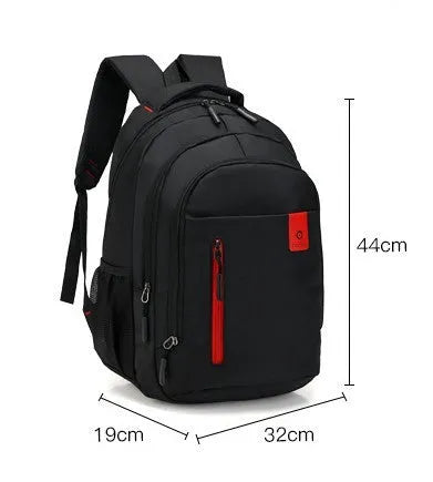 Lightweight teen backpack in blue with sponge-padded shoulder straps and side zipper pockets.