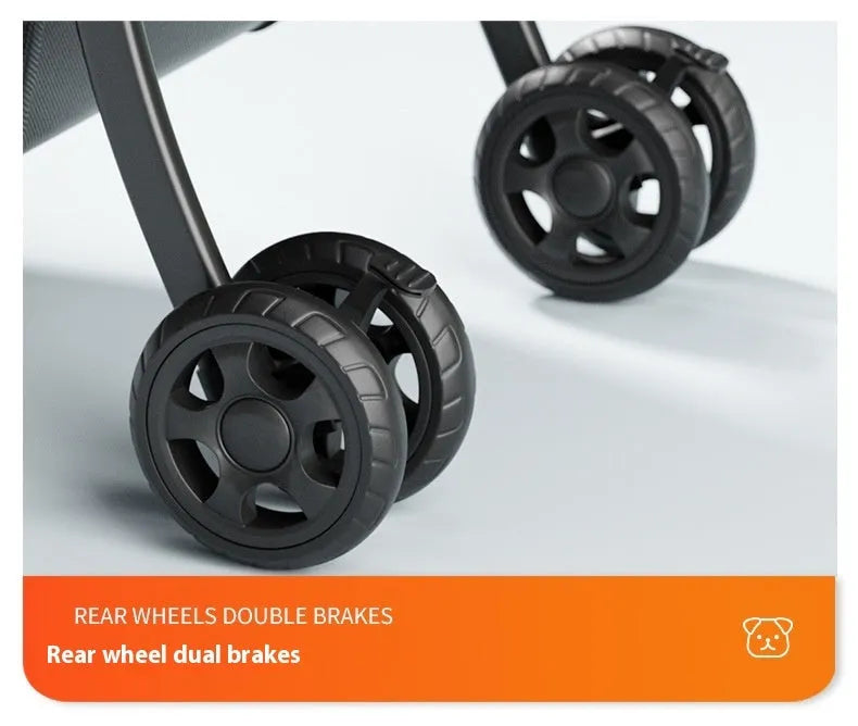 Black removable pet cart with one-click folding mechanism and large capacity design