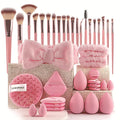 Beauty tools combination suit for face wash and makeup in brown, pink, purple colours