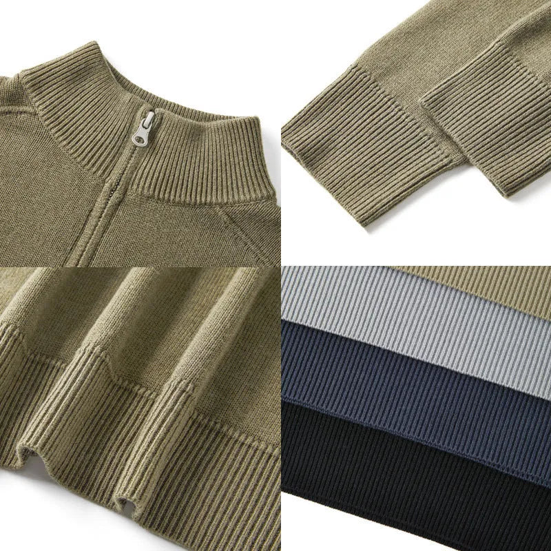 Men's thickened wool casual sweater in slim fit with long sleeves and pullover design