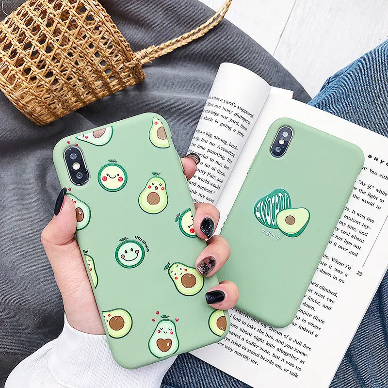 Cartoon avocado design TPU phone case for iPhone smartphones