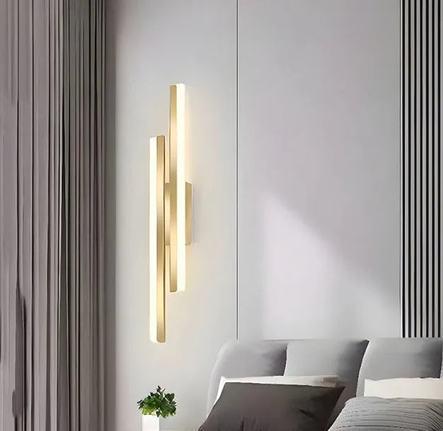 Gold double line wall lamp 500mm modern light fixture for hotel stairs