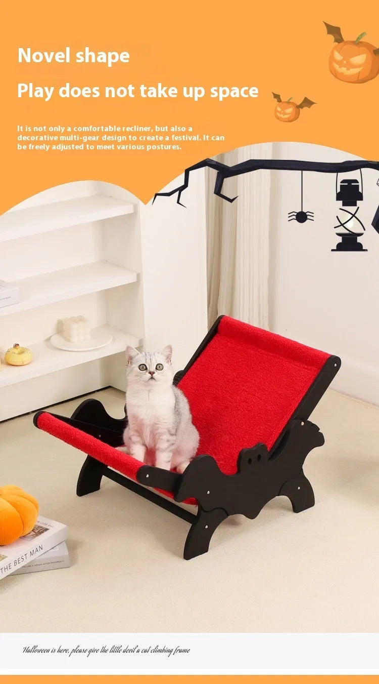 Black and red wooden cat recliner bed and cage MW-054 model for Halloween pet furniture