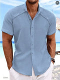 Hawaiian casual short sleeve shirt in solid colour cotton blend fabric for summer wear