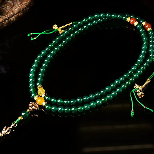 Brazil natural green agate multi-circle bracelet in 6mm, 8mm, and 10mm bead sizes.