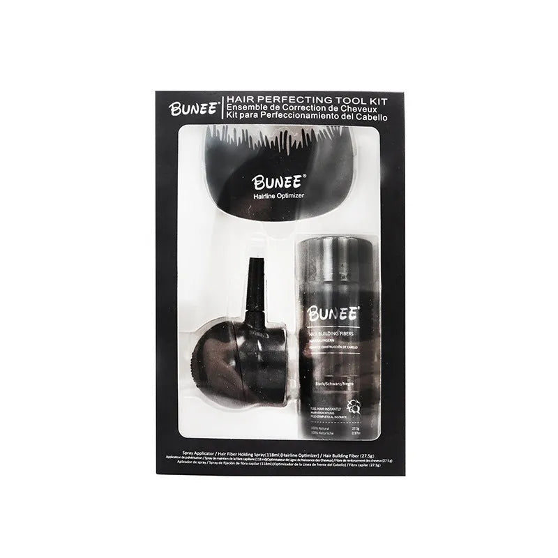 Dense hair fibre powder three-piece set box with nine colour options for thinning hair coverage