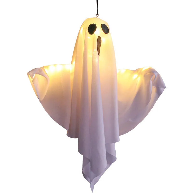 Orange and white cloth ghost light Halloween decoration with 4.5V button electronics