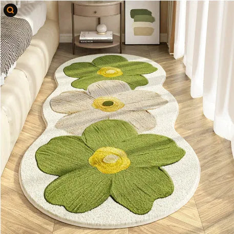 Flower-shaped cashmere blanket with printed cartoon patterns in various colours and sizes