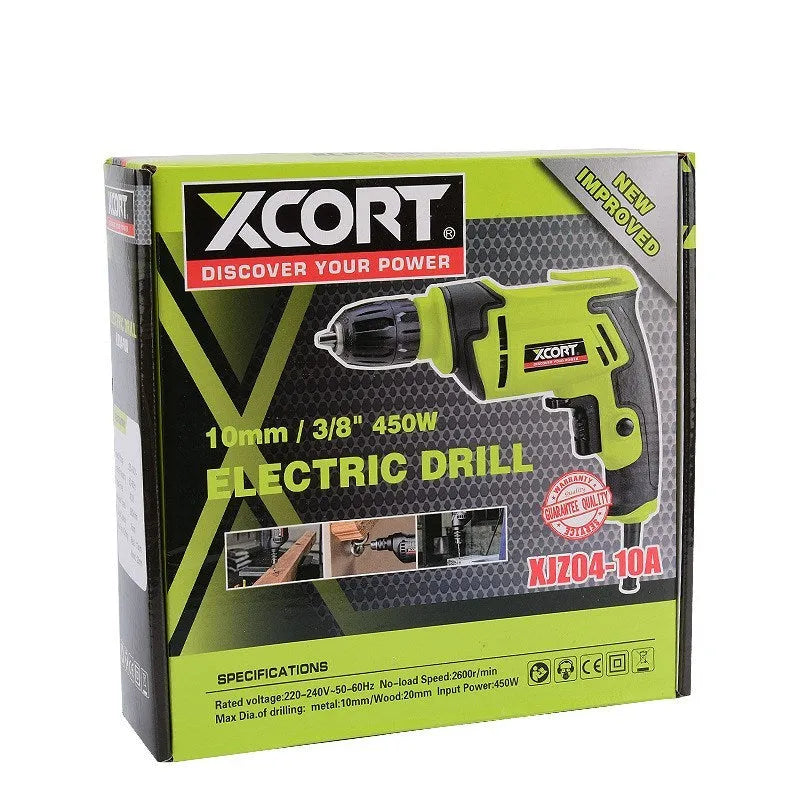 450W pistol grip electric drill with 10mm chuck for multi-material drilling