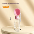 Portable dog water bottle with attached feeding bowl in yellow, pink and brown colour options