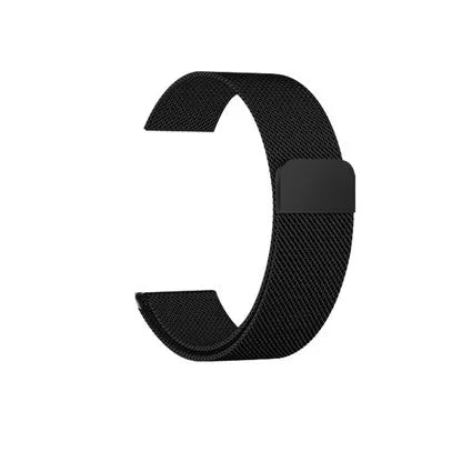 Stainless steel watch strap showing silver, black, gold, and rose gold colour options