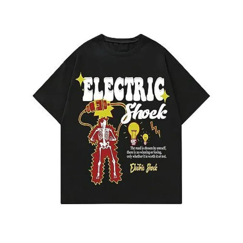 Man wearing a digitally printed polyester street sports T-shirt in a casual style