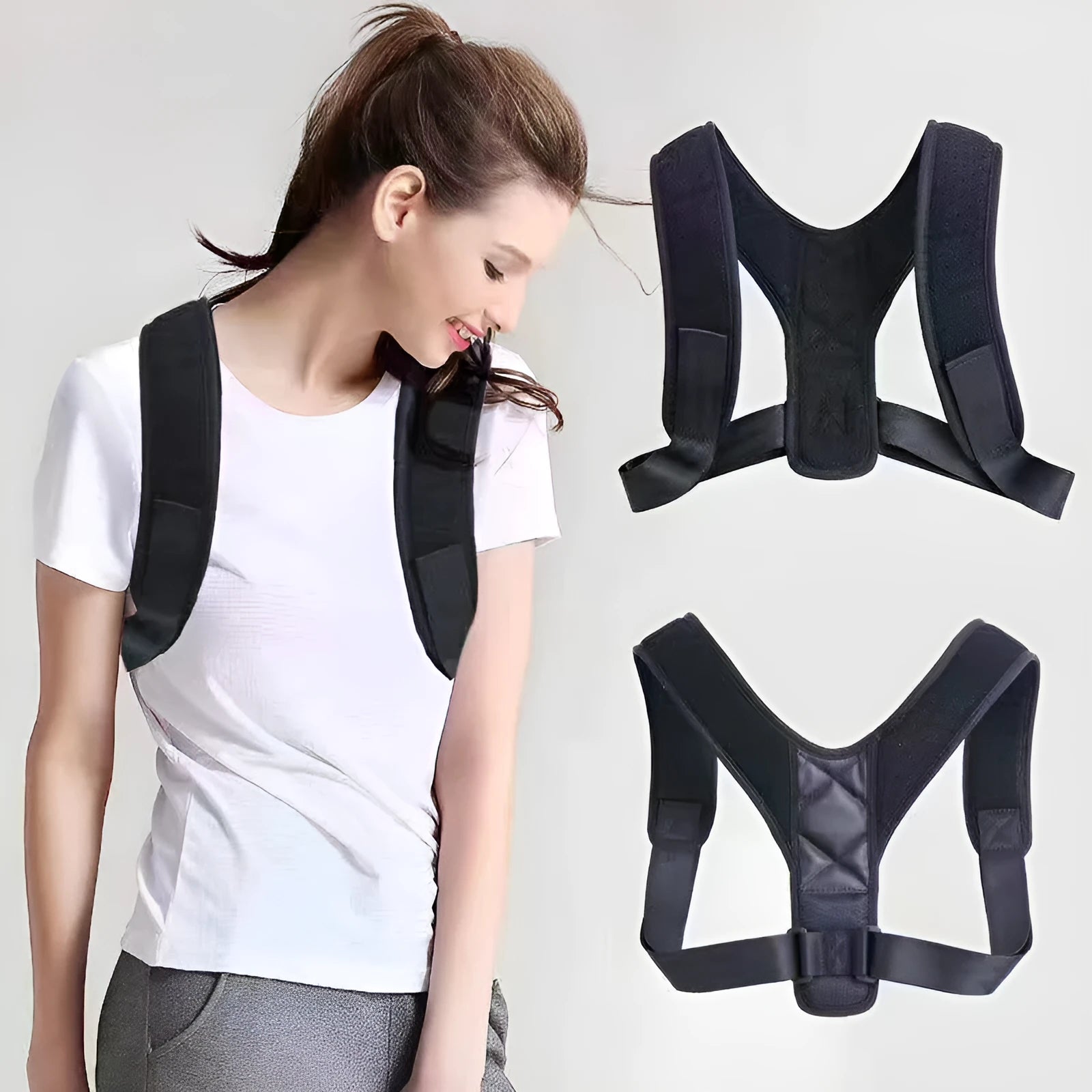 Nylon back correction band for posture improvement with breathable design
