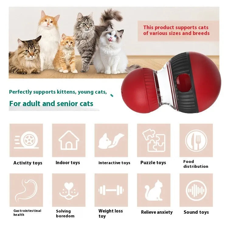 Plastic rotating cat toy ball with super ball colour and food dropping mechanism