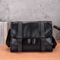 Black Korean style men's anti-theft commuter backpack with PU material and sewing thread design