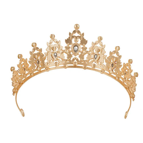 Baroque style bride wedding crown headdress with crystal rhinestones on alloy frame in silver or KC gold colours.