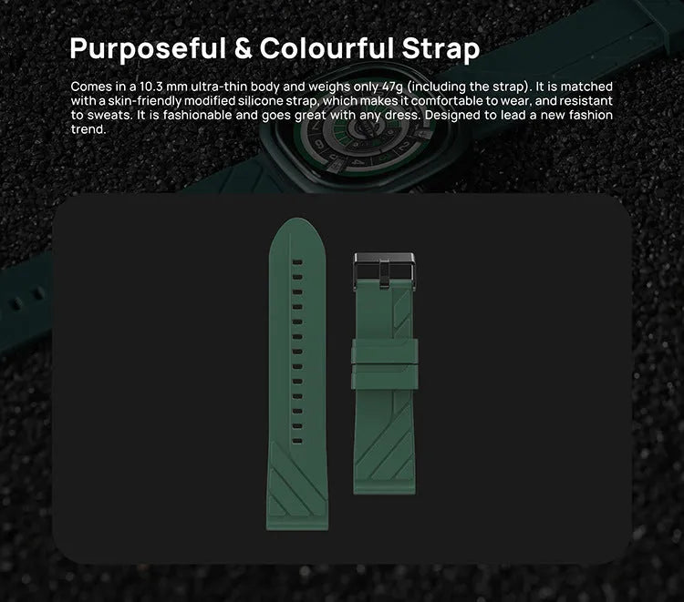 Square smart bracelet watch with 1.32-inch touch screen and silicone wristband in three colour options