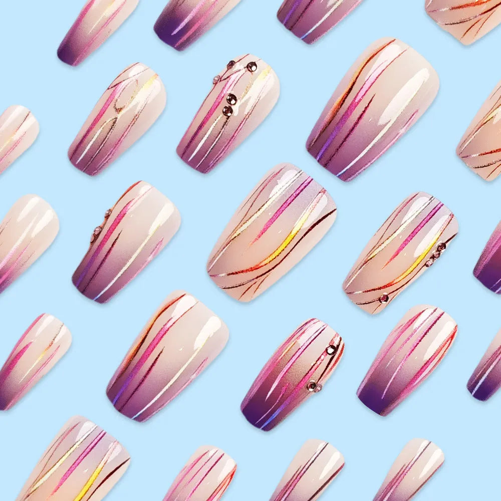 Magic colour asterism nail stickers with starry sky gradient pattern for short ballet nails