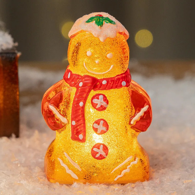 Glowing gingerbread man Christmas ornament with choice of red, white, clear or transparent red scarf