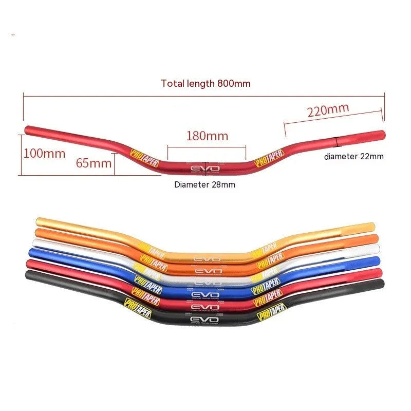 Aluminium alloy scrambling motorcycle handlebar with orange EVO handle section, 28mm diameter.