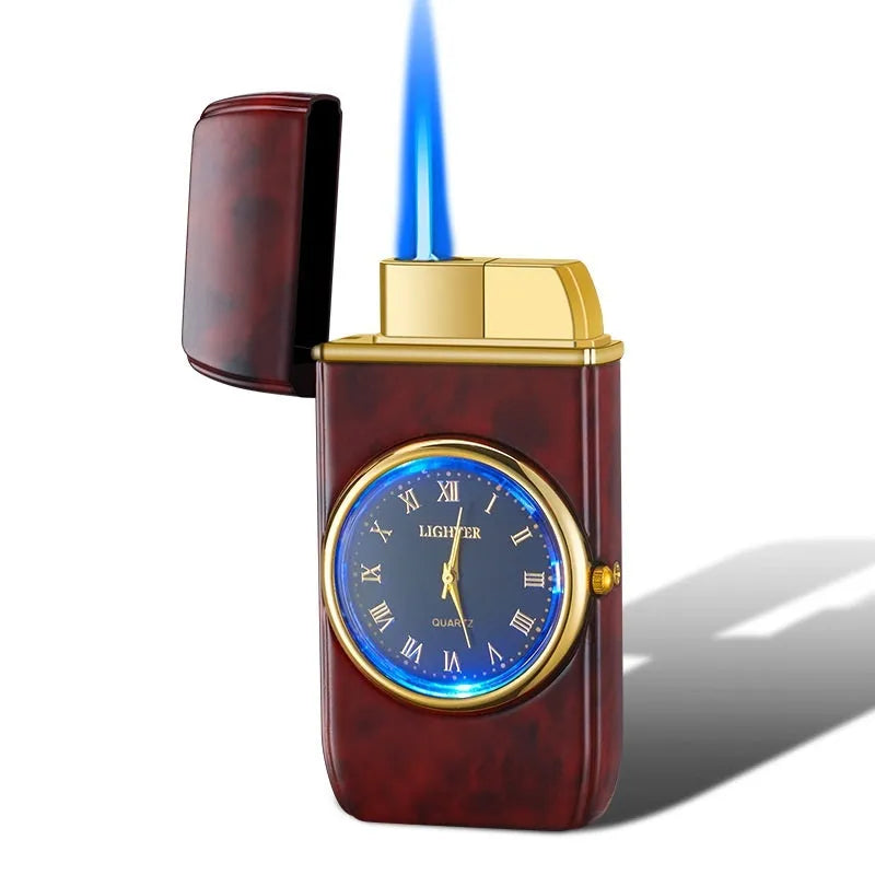 Multifunctional metal watch cigarette lighter with electronic display and LED lamp in brushed finish