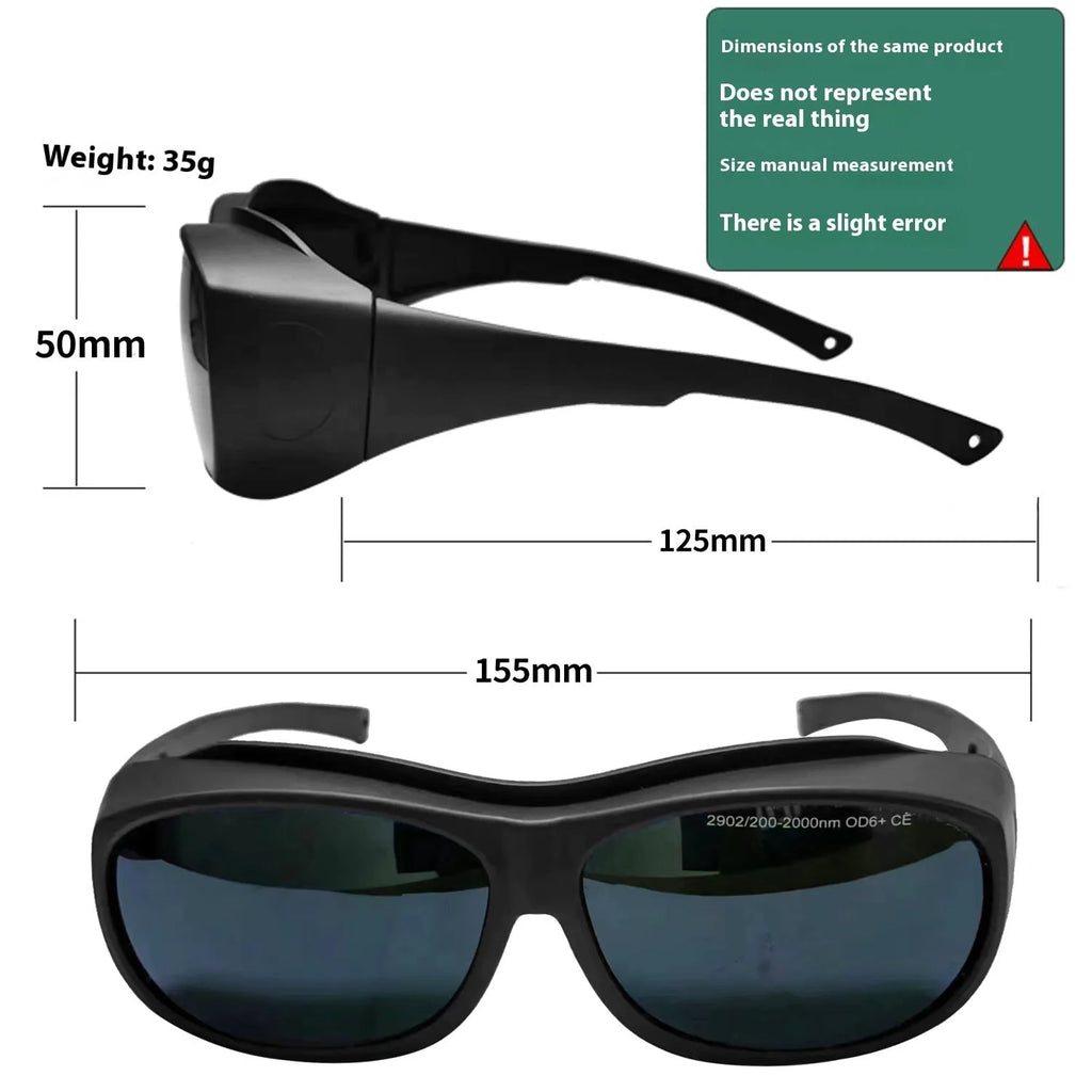 Photon skin rejuvenation and welding laser protection goggles with polycarbonate lenses.