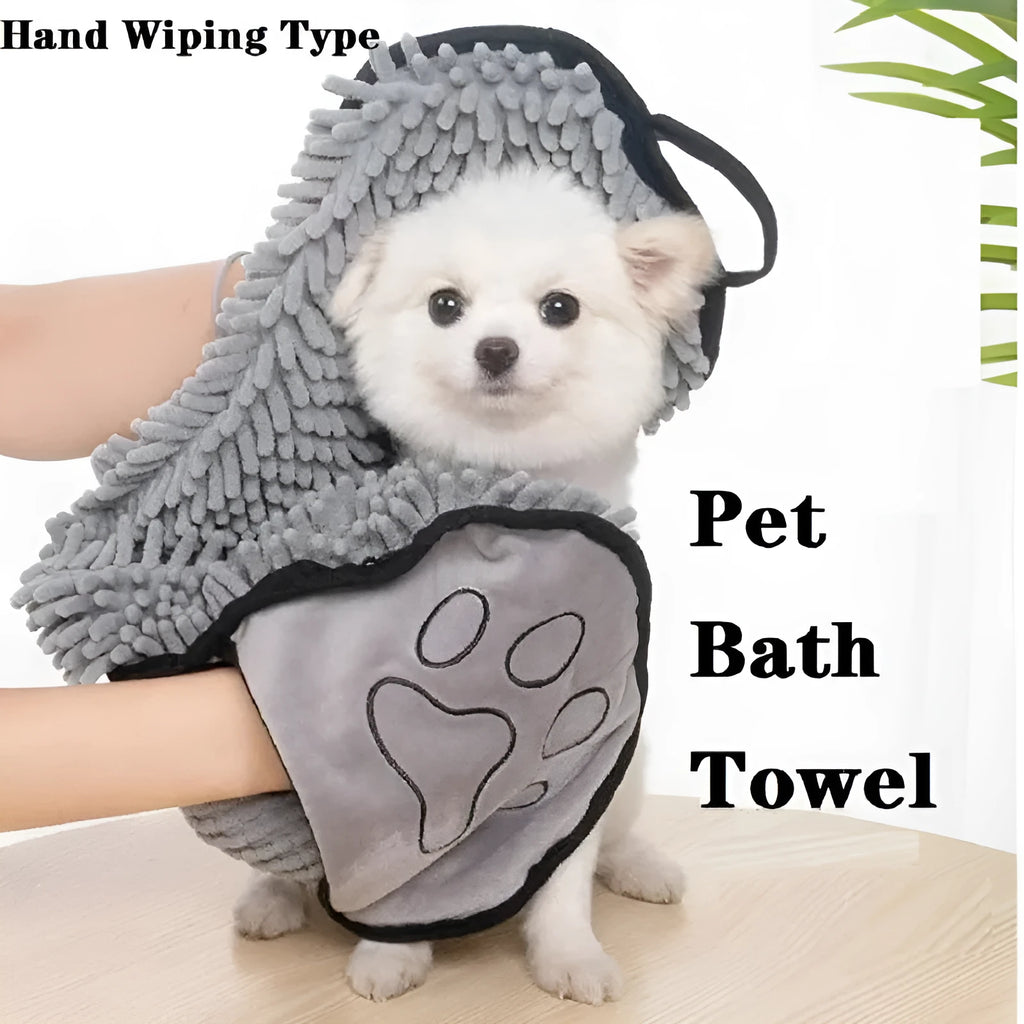 Blue pet bath towel for dogs and cats, size 62 by 23 centimetres