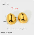 Geometric stainless steel ear studs with glazed 18K gold electroplated surface in DFE139 colour